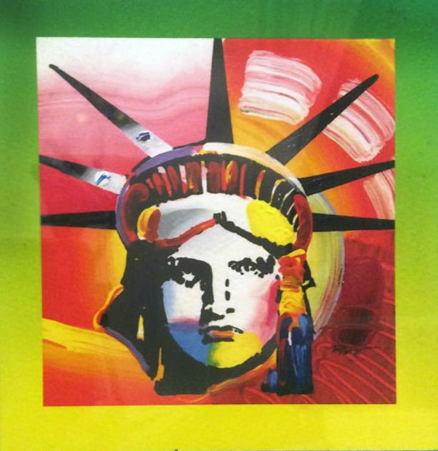 Liberty Head II on Blends: Americana Suite Unique 2006 26x24 Works on Paper (not prints) by Peter Max
