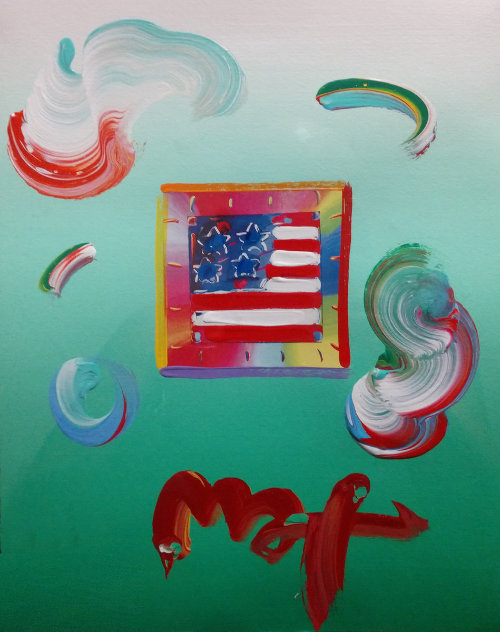 Flag Unique 2009 8x11 Unique Works on Paper (not prints) by Peter Max