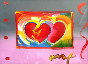 Two Hearts on Blends: Harmony And Love Unique 2006 27x31 Works on Paper (not prints) - Peter Max Two Hearts on Blends: Harmony And Love Unique 2006 27x31 Works on Paper (not prints) - Peter Max