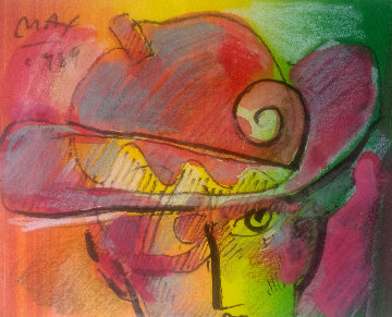 Man With Profile 1988 19x21 Works on Paper (not prints) - Peter Max Man With Profile 1988 19x21 Works on Paper (not prints) - Peter Max