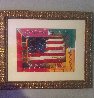 Flag With Hearts 1998 Embellished Works on Paper (not prints) by Peter Max - 1