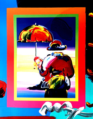 Umbrella Man - Unique 2005 10x8 Works on Paper (not prints) - Peter Max