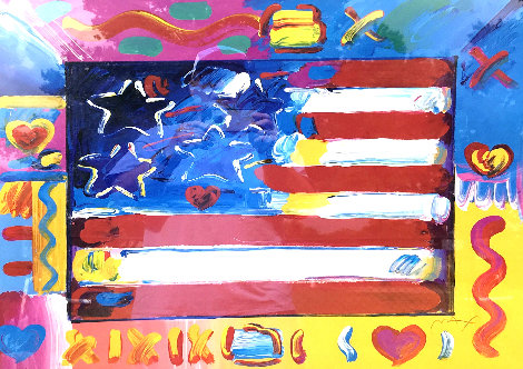 Flag with Heart II 2002 Limited Edition Print - Peter Max