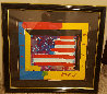Flag With Heart Unique 1998 21x24 Works on Paper (not prints) by Peter Max - 1