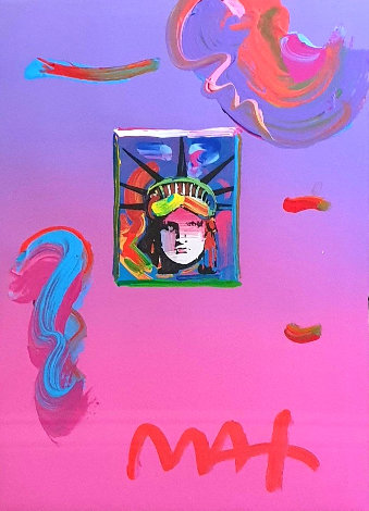 Liberty Head II Unique 2019 23x19 Works on Paper (not prints) - Peter Max