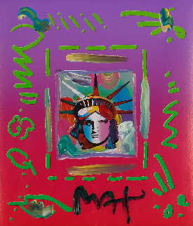 Liberty Head II Collage Unique 1997 14x12 Works on Paper (not prints) - Peter Max Liberty Head II Collage Unique 1997 14x12 Works on Paper (not prints) - Peter Max