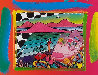 Fishing Collage Unique 12x14 Works on Paper (not prints) by Peter Max - 0