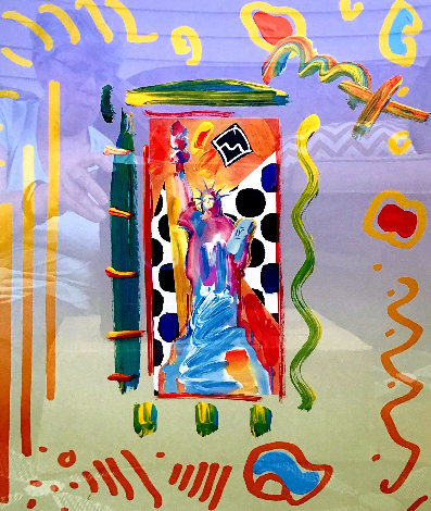 Statue of Liberty Unique 2001 28x24 - New York, NYC Works on Paper (not prints) - Peter Max