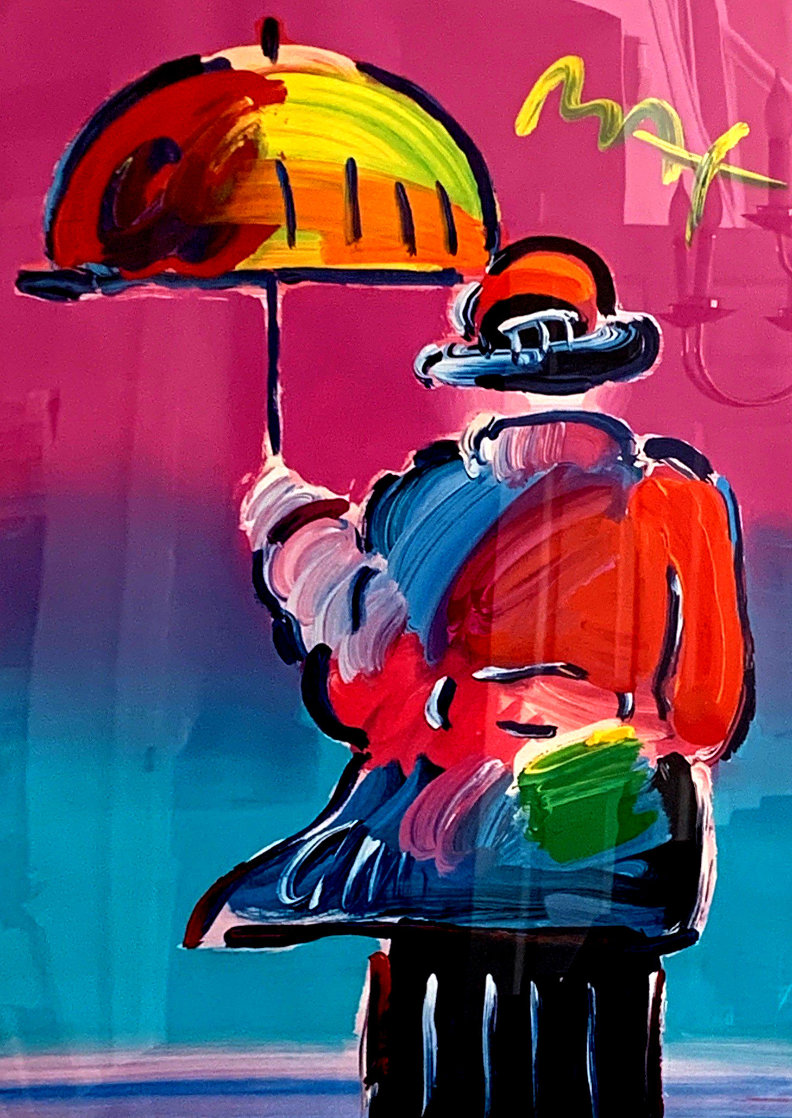 Umbrella Man 1999 Unique 33x24 Works on Paper (not prints) by Peter Max