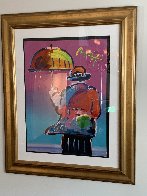 Umbrella Man 1999 Unique 33x24 Works on Paper (not prints) by Peter Max - 2