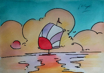 SJS: Sailboat Series 1 Ver. IV #1 24x26 Watercolor Watercolor - Peter Max