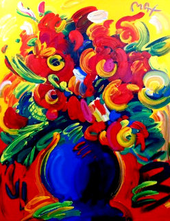 Vase of Flowers XIV 2001 67x55 Super Huge! Original Painting - Peter Max Vase of Flowers XIV 2001 67x55 Super Huge! Original Painting - Peter Max