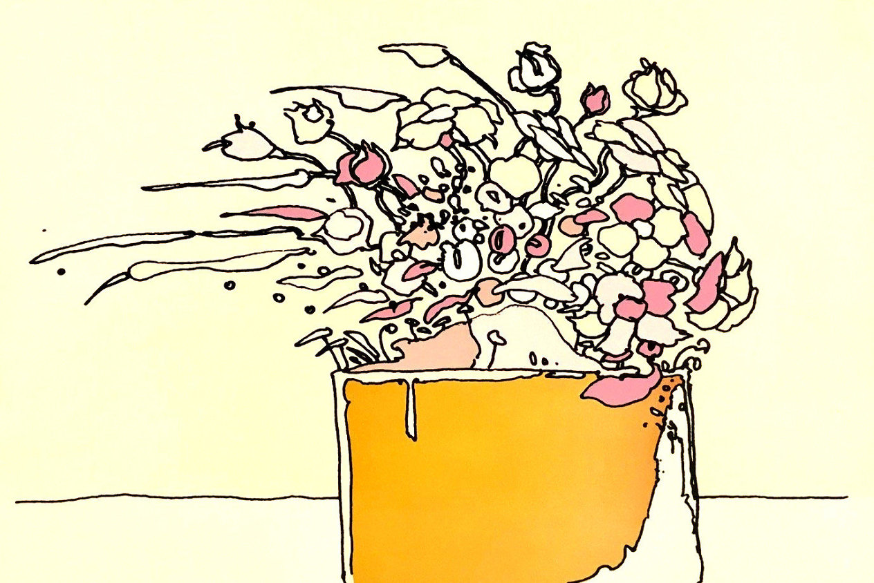 Flowers in the Wind AP 1974 Serigraph on Paper 22x29 by Peter Max