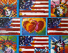 4 Flags, 2 Hearts, And 4 Liberties Unique 2006 28x32 Works on Paper (not prints) by Peter Max - 0