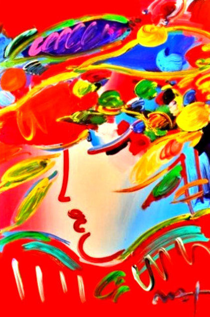 Blushing Beauty #106 2009 Heavily Embellished Poster 36x24 Works on Paper (not prints) by Peter Max