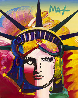 Liberty Head Ver. IX #3 Heavily Embellished Poster 2019 20x16 Works on Paper (not prints) - Peter Max Liberty Head Ver. IX #3 Heavily Embellished Poster 2019 20x16 Works on Paper (not prints) - Peter Max