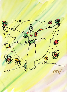 Angel With Heart 15x11 Works on Paper (not prints) - Peter Max Angel With Heart 15x11 Works on Paper (not prints) - Peter Max