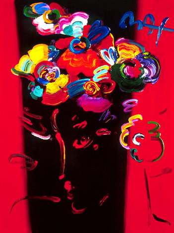 Nicolae Gallerie #128 Heavily Embellished Poster 1998 32x24 Works on Paper (not prints) - Peter Max