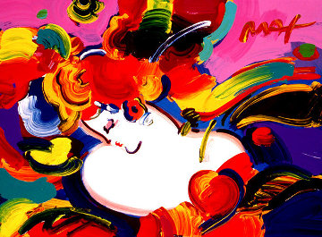 Flower Blossom Lady #462 2000 Heavily Embellished Poster 18x24 Works on Paper (not prints) - Peter Max