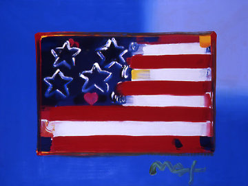 Flag With Heart Series III Heavily Embellished Poster 2006 18x24 Works on Paper (not prints) - Peter Max Flag With Heart Series III Heavily Embellished Poster 2006 18x24 Works on Paper (not prints) - Peter Max
