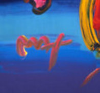Flowers (Blue) Heavily Embellished Print 2008 36x24 Works on Paper (not prints) by Peter Max - 1 Flowers (Blue) Heavily Embellished Print 2008 36x24 Works on Paper (not prints) by Peter Max - 1