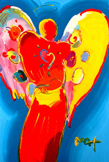 Red Angel With Heart III #23 2009 - Heavily Embellished Poster 36x24 Works on Paper (not prints) - Peter Max Red Angel With Heart III #23 2009 - Heavily Embellished Poster 36x24 Works on Paper (not prints) - Peter Max