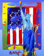 Patriotic Series: Full Liberty With Flag #16 Heavily Embellished Print 2013 19x15 Works on Paper (not prints) by Peter Max - 1