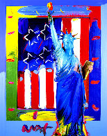 Patriotic Series: Full Liberty With Flag #16 Heavily Embellished Print 2013 19x15 Works on Paper (not prints) by Peter Max - 0