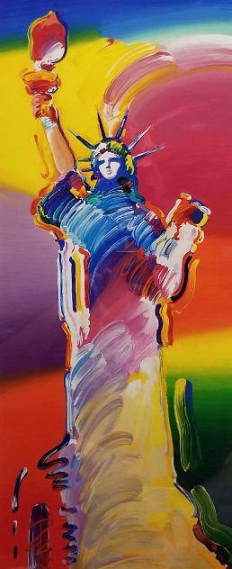 Statue of Liberty Unique 30x13 Works on Paper (not prints) by Peter Max
