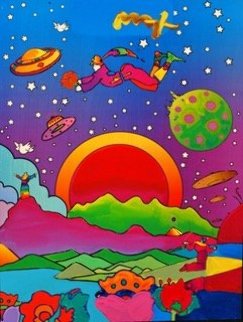 Heaven on Earth 2000 Unique Poster Heavily Embellished Limited Edition Print - Peter Max Heaven on Earth 2000 Unique Poster Heavily Embellished Limited Edition Print - Peter Max