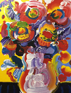 Vase of Flowers 2008 23x19 Original Painting - Peter Max Vase of Flowers 2008 23x19 Original Painting - Peter Max