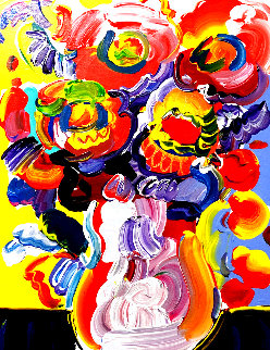 Vase of Flowers 2008 23x19 Original Painting - Peter Max