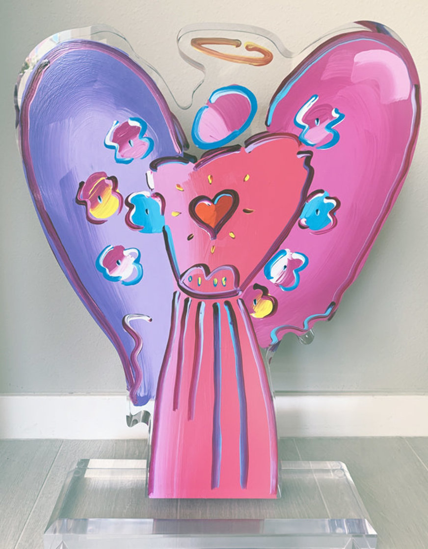 Angel With Heart Acrylic Sculpture 2018 23 in Sculpture by Peter Max