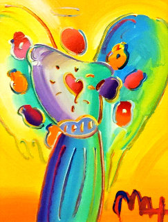 Angel With Heart Ver. XII #238 2014 22x19 Original Painting - Peter Max Angel With Heart Ver. XII #238 2014 22x19 Original Painting - Peter Max