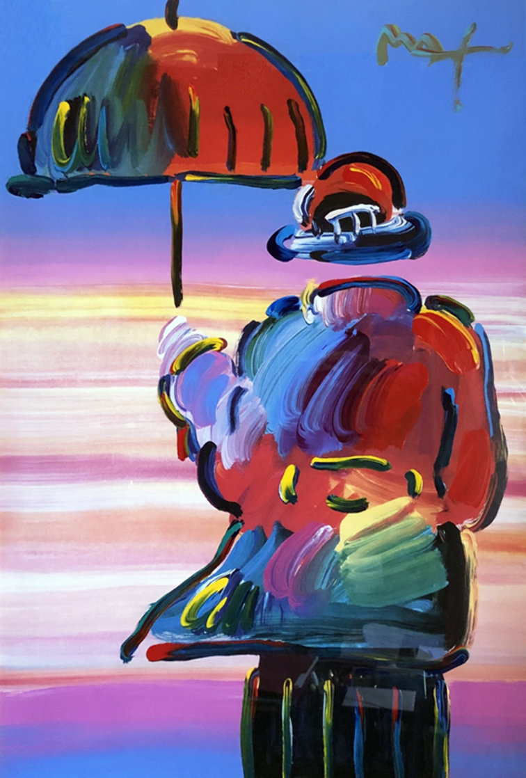 Umbrella Man Unique 1999 44x36 Works on Paper (not prints) by Peter Max