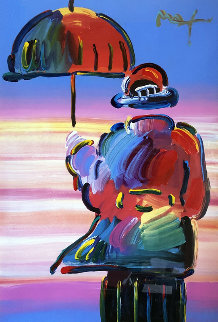 Umbrella Man Unique 1999 44x36 Works on Paper (not prints) - Peter Max Umbrella Man Unique 1999 44x36 Works on Paper (not prints) - Peter Max