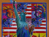 God Bless America with Five Liberties Unique 2001 38x32 Works on Paper (not prints) by Peter Max - 3