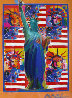 God Bless America with Five Liberties Unique 2001 38x32 Works on Paper (not prints) by Peter Max - 2