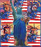 God Bless America with Five Liberties Unique 2001 38x32 Works on Paper (not prints) by Peter Max - 0