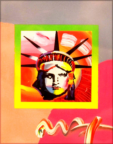 Liberty  Head II on Blends Unique 2006 22x24 Works on Paper (not prints) - Peter Max