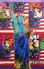God Bless America III - with Five Liberties Unique 2005 37x32 Works on Paper (not prints) by Peter Max - 0