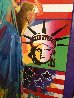 God Bless America III - with Five Liberties Unique 2005 37x32 Works on Paper (not prints) by Peter Max - 5