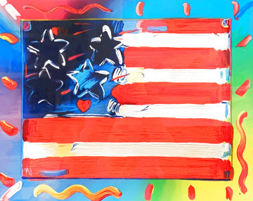 Flag With Heart VI 2013 Limited Edition Print - Peter Max Flag With Heart VI 2013 Limited Edition Print - Peter Max