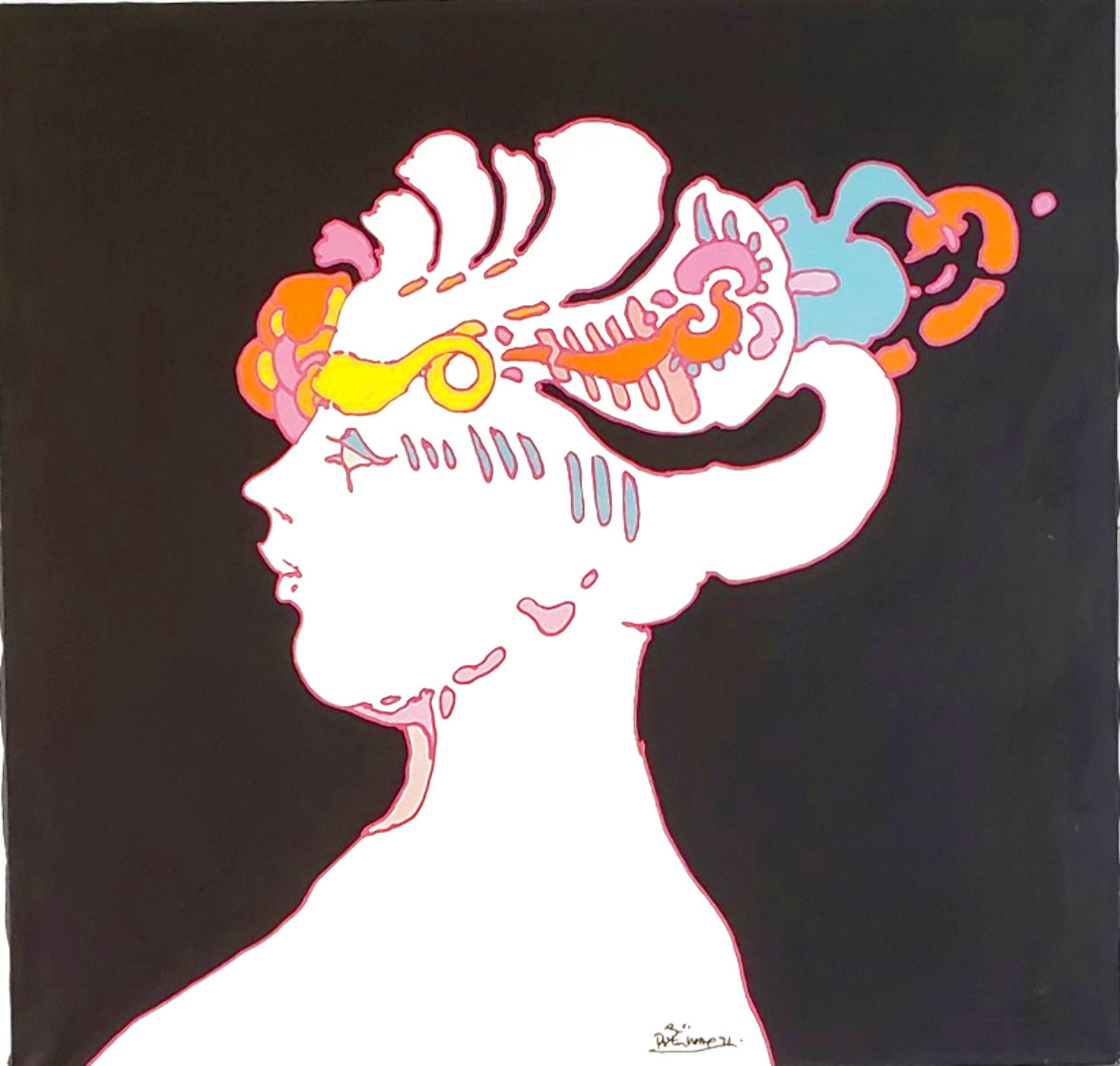 Untitled, Portrait of the Artists’ Wife 1970 36x40 Huge Original Painting by Peter Max Untitled, Portrait of the Artists’ Wife 1970 36x40 Huge Original Painting by Peter Max