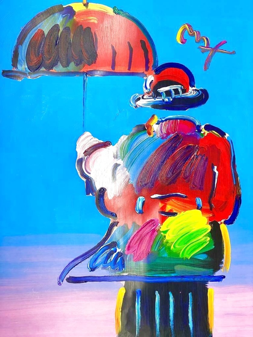 Peter Max, original painting, Umbrella Man by Peter Max