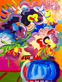 Vase of Flowers Unique 2017 33x30 Heavy Embellishment Works on Paper (not prints) - Peter Max Vase of Flowers Unique 2017 33x30 Heavy Embellishment Works on Paper (not prints) - Peter Max