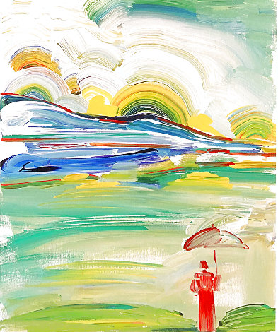 Umbrella Man At Sunrise Limited Edition Print - Peter Max
