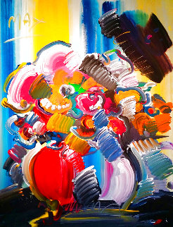 Abstract Flowers 1989 40x30 Original Painting - Peter Max Abstract Flowers 1989 40x30 Original Painting - Peter Max