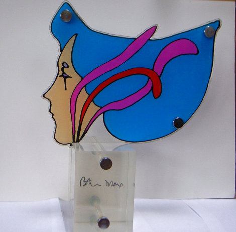 Untitled Profile Hand Painted Sculpture Rare 1970 Sculpture - Peter Max