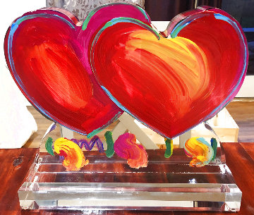 Two Hearts Ver. II Acrylic Sculpture Unique 2014 16 in Sculpture - Peter Max Two Hearts Ver. II Acrylic Sculpture Unique 2014 16 in Sculpture - Peter Max